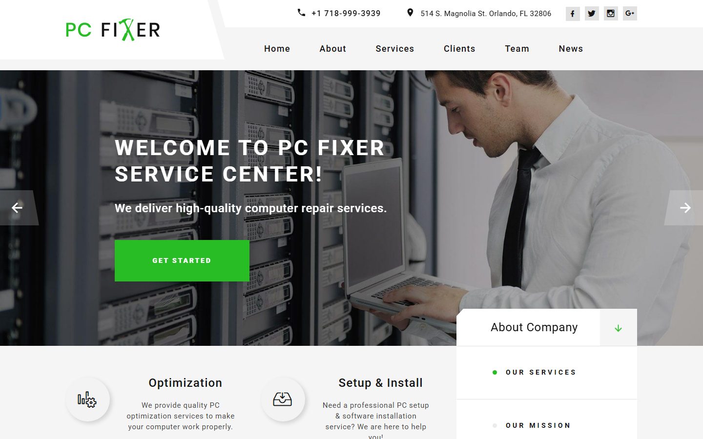 PC维修数据恢复服务单页模板