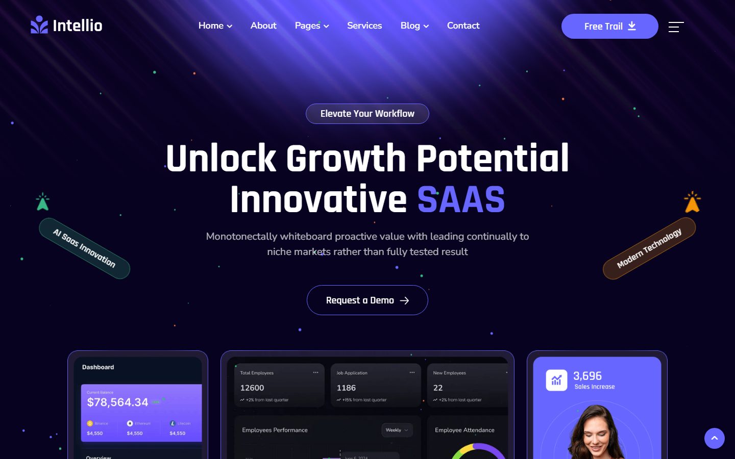 紫黑创新SaaS企业网站模板