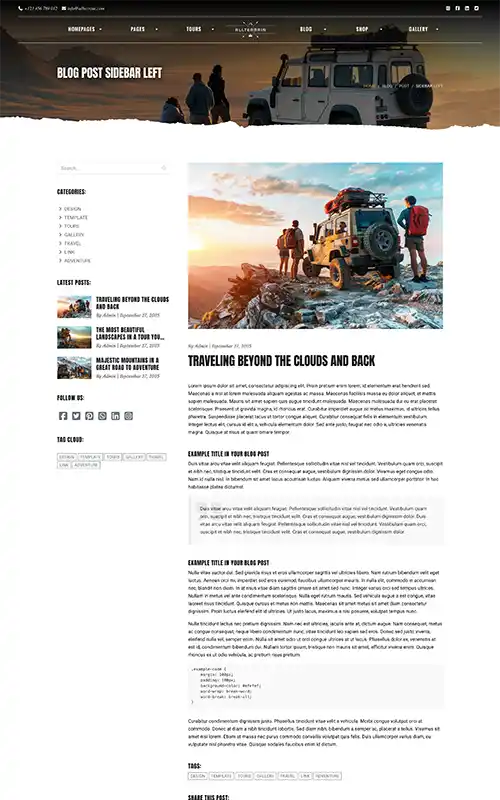 AllTerrain - Blog Post Sidebar Left