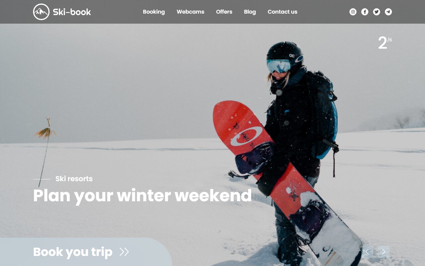 现代滑雪旅游网站模板