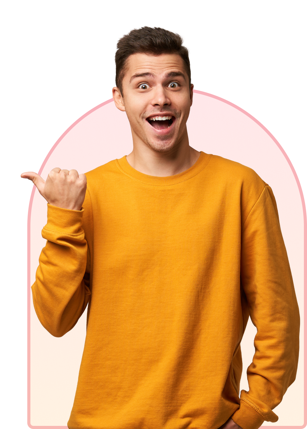 Happy man pointing