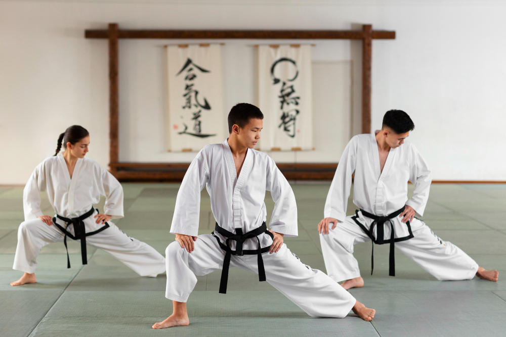 Karate students in dojo