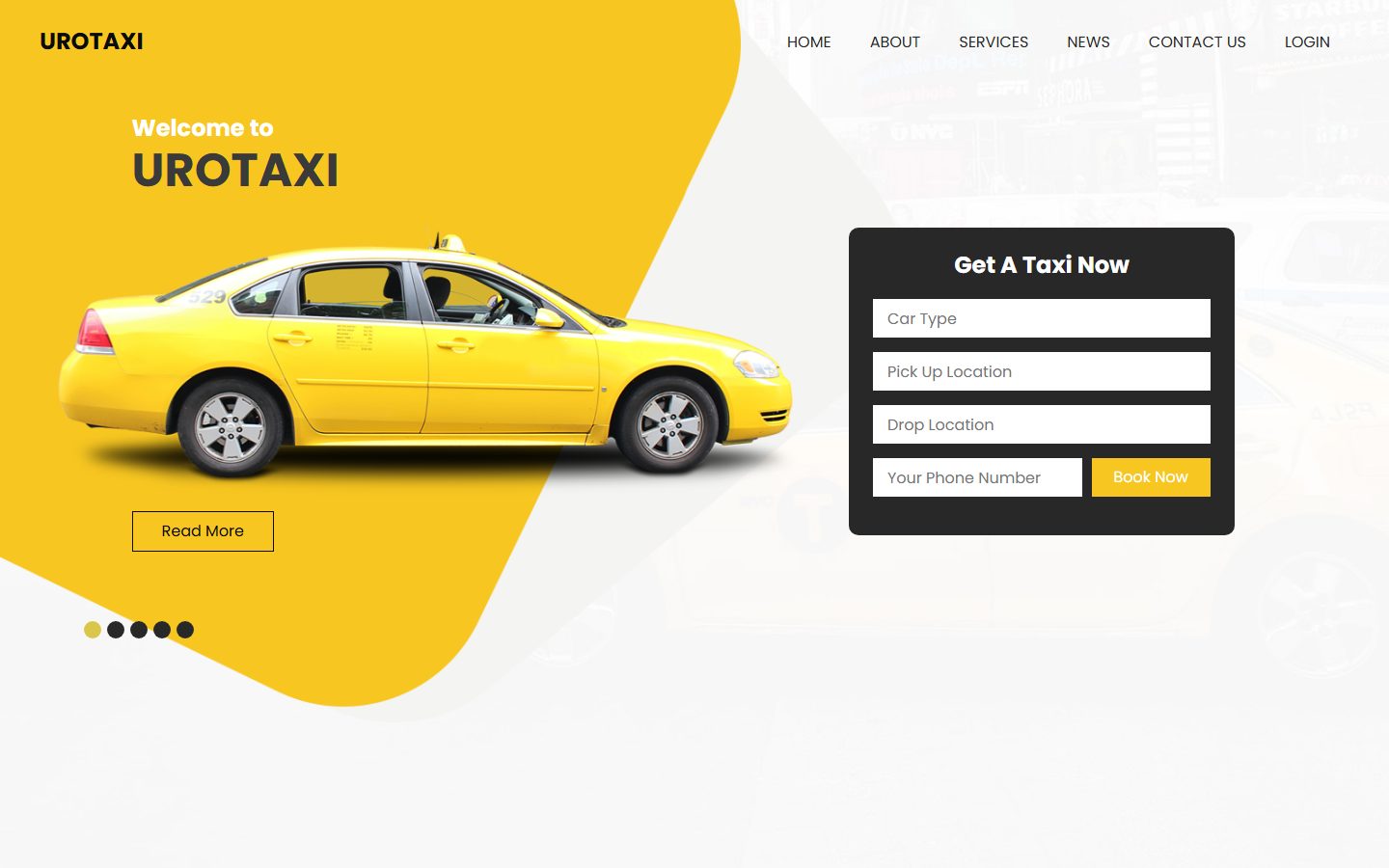 黄色的士TAXI在线服务响应式网页模板