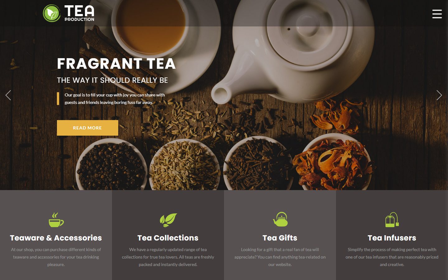 精选茶叶与精致茶具在线商城模板